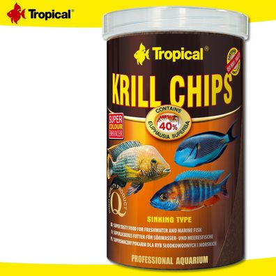 Tropical 1000 ml Krill Chips | Leckeres Futter für Süß- und Meerwasserfische