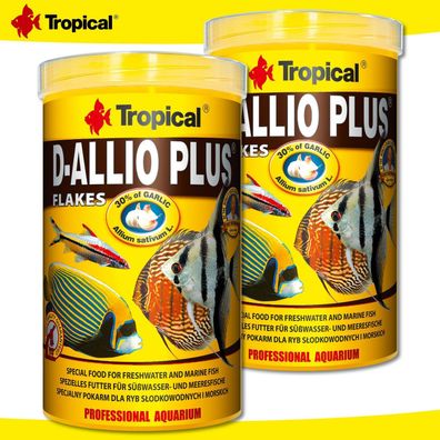 Tropical 2 x 1000 ml D-Allio Plus Flakes für Süß- und Meerwasserfische