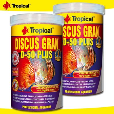 Tropical 2 x 1000 ml Discus Gran D-50 Plus Granulat | Farbfutter für Diskus