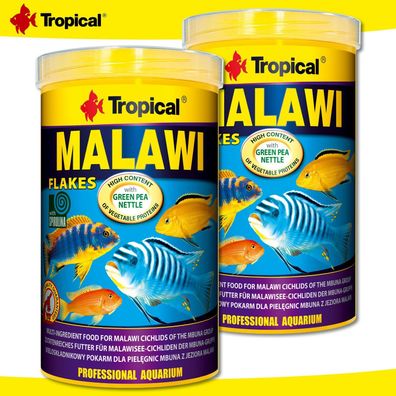Tropical 2 x 1000 ml Malawi Flakes | Für Malawisee-Cichliden der Mbuna-Gruppe