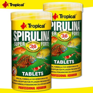 Tropical 2 x 250 ml Spirulina Super Forte Tablets für Pflanzen fressende Fische