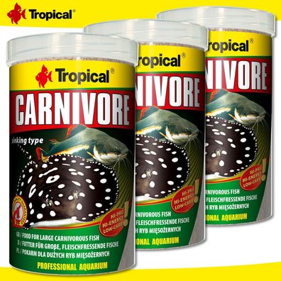Tropical 3 x 1000 ml Carnivore für große, fleischfressende Fische