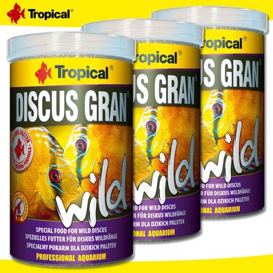 Tropical 3 x 1000 ml Discus Gran Wild | Spezielles Futter für Diskus Wildfänge