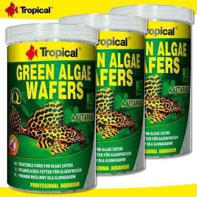 Tropical 3 x 1000 ml Green Algae Wafers | Pflanzliches Futter für Algenfresser