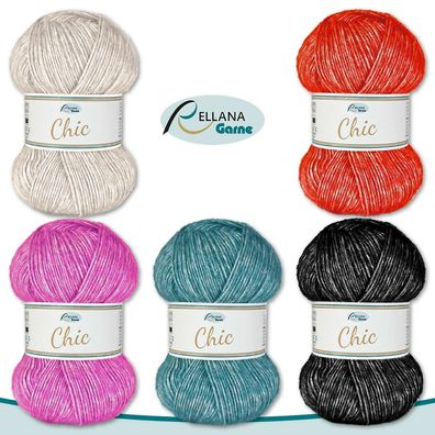 Rellana 100 g Chic Wolle in 5 verschiedenen Farben zur Auswahl | Glitzereffekt