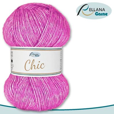 Rellana 100 g Chic Wolle | Pink 34 | Glitzereffekt Handarbeit Basteln Häkeln
