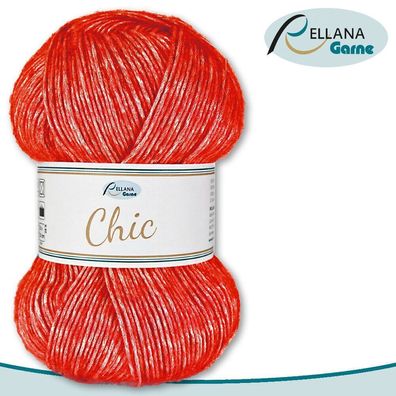 Rellana 100 g Chic Wolle | Rot 03 | Glitzereffekt Handarbeit Basteln Häkeln