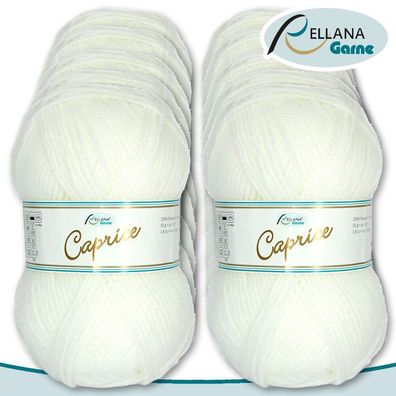 Rellana 10x50 g Caprice Wolle 100% Polyacryl |101 Weiß|Strickgarn Häkeln Basteln