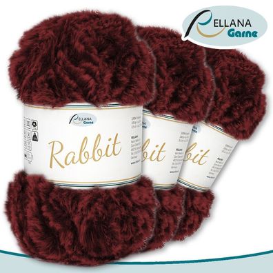 Rellana 3 x 100 g Rabbit | 08 | 100 % Polyester Wolle Flauschgarn Kuschelwolle