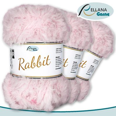 Rellana 3 x 100 g Rabbit | 10 | 100 % Polyester Wolle Flauschgarn Kuschelwolle