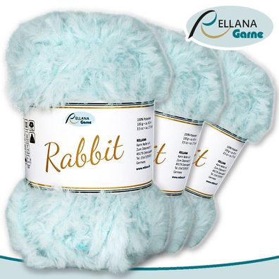 Rellana 3 x 100 g Rabbit | 11 | 100 % Polyester Wolle Flauschgarn Kuschelwolle