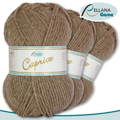 Rellana 3x50 g Caprice Wolle | 118 Beige |100% Polyacryl Strickgarn Basteln