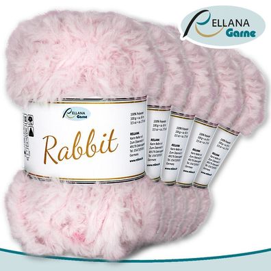 Rellana 5 x 100 g Rabbit | 10 | 100 % Polyester Wolle Flauschgarn Kuschelwolle