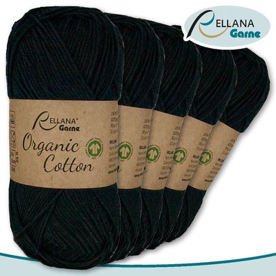 Rellana 5 x 50 g Organic Cotton | 02 |100 % Öko-Baumwolle Handarbeit Stricken