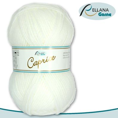 Rellana 50 g Caprice Wolle | 101 Weiß | 100% Polyacryl Strickgarn Basteln Häkeln