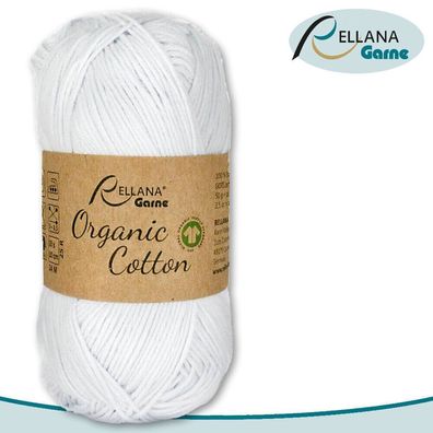 Rellana 50 g Organic Cotton | 01 |100 % Öko-Baumwolle Handarbeit Stricken Häkeln