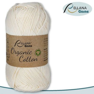 Rellana 50 g Organic Cotton | 16 |100 % Öko-Baumwolle Handarbeit Stricken Häkeln