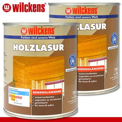 Wilckens 2 x 750 ml Holzlasur LF seidenglänzend transparent Holzbeschichtung