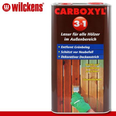 Wilckens 5 l Carboxyl 3in1 Lasur Holz außen Schutz Grünbelag Zaun Pergola