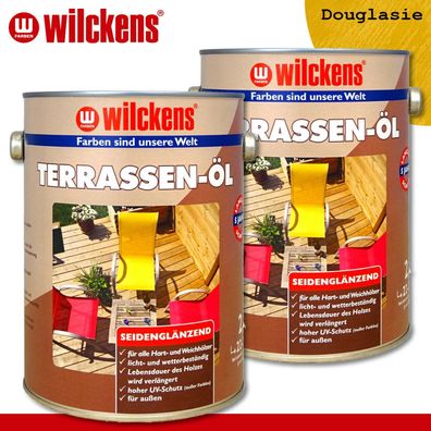 Wilckens 2 x 2,5 l Terrassen-Öl | Douglasie | Holzschutz Holzöl Holzpflegeöl