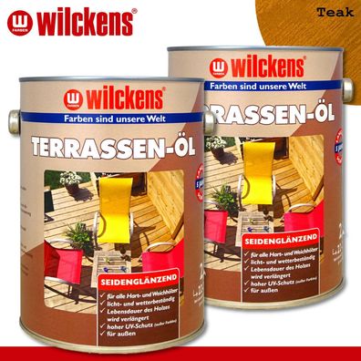 Wilckens 2 x 2,5 l Terrassen-Öl | Teak | Holzschutz Holzöl Holzpflegeöl