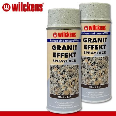 Wilckens 2 x 400 ml Granit-Effekt Spraylack Effektlack Hellgrau Granit Look