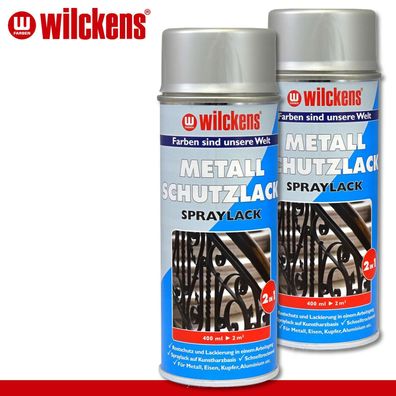 Wilckens 2 x 400 ml Metall-Schutzlack Spraylack 2in1 silber