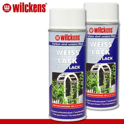 Wilckens 2 x 400 ml Weißlack Spray hochglänzend innen & außen Holz Metall