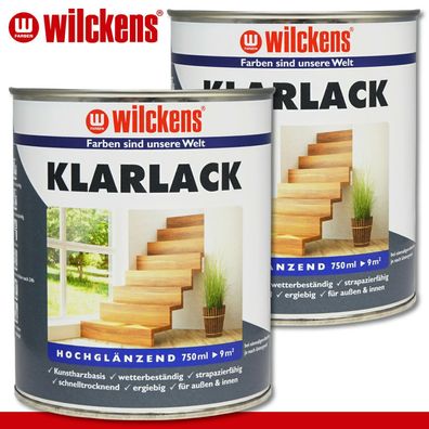 Wilckens 2 x 750 ml Klarlack hochglänzend innen & außen Spezial Decklack