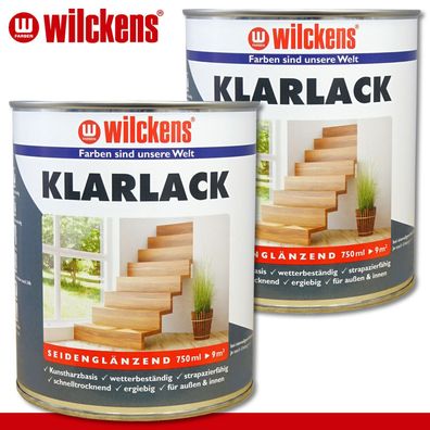 Wilckens 2 x 750 ml Klarlack seidenglänzend innen & außen Spezial Decklack