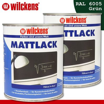 Wilckens 2 x 750 ml Mattlack grün Schultafellack Kunstschmiede innen & außen