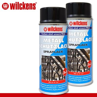 Wilckens 2x 400 ml Metall-Schutzlack Spraylack 2in1 schwarz