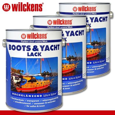 Wilckens 3 x 2,5 l Boots & Yachtlack farblos Bootslack Yachtlack Schiffslack