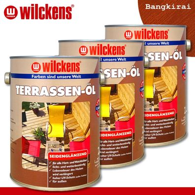 Wilckens 3 x 2,5 l Terrassen-Öl | Bangkirai | Holzschutz Holzöl Holzpflegeöl