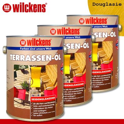 Wilckens 3 x 2,5 l Terrassen-Öl | Douglasie | Holzschutz Holzöl Holzpflegeöl