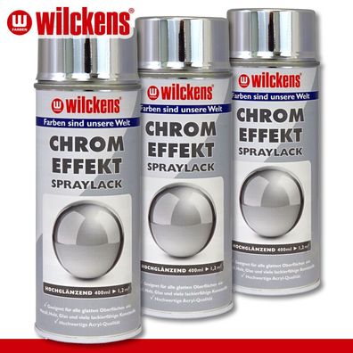 Wilckens 3 x 400 ml Chrom Effekt Spray innen hochglänzend Deko