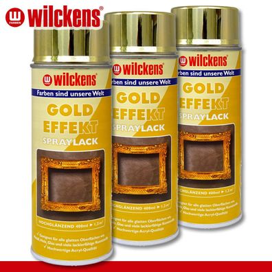 Wilckens 3 x 400 ml Gold Effekt Veredelungs-Spray hochglänzend