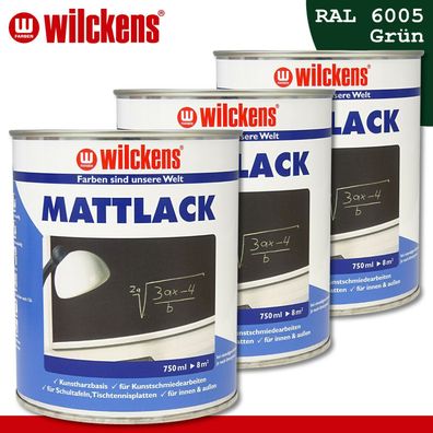 Wilckens 3 x 750 ml Mattlack grün Schultafellack Kunstschmiede innen & außen