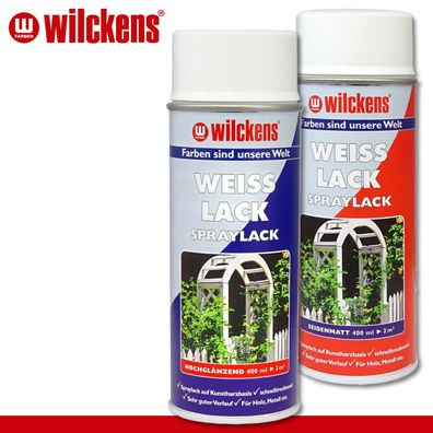 Wilckens 400 ml Weißlack Spraylack hochglänzend oder seidenmatt zur Auswahl