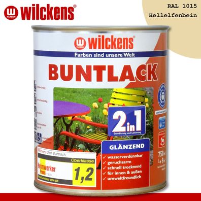 Wilckens 750 ml Buntlack 2in1 glänzend RAL 1015 Hellelfenbein innen und außen