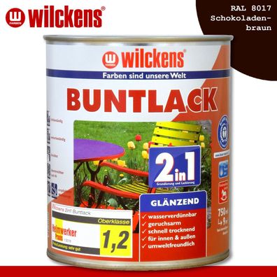 Wilckens 750 ml Buntlack 2in1 glänzend RAL 8017 Schokoladenbraun innen und außen