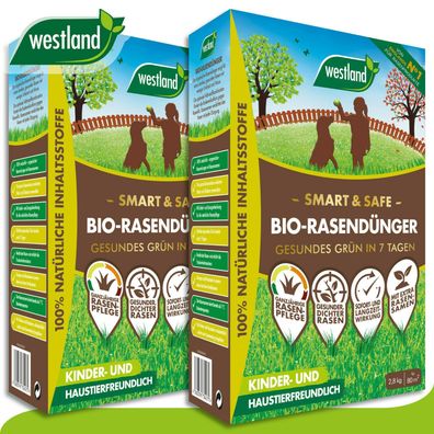 Westland 2 x 2,8 kg Smart & Safe Bio-Rasendünger »Englands Nr 1 für den Garten«