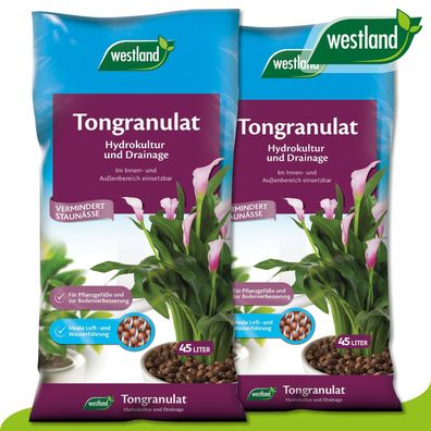 Westland 2 x 45 l Tongranulat Hydrokultur Wurzelfäule Blumenkasten Trog Drainage