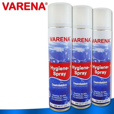 Varena 3 x 300ml Hygienespray Desinfektionsmittel Flächen Baktieren Pilze Viren