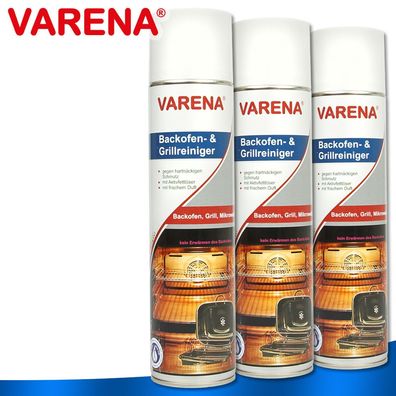 Varena 3x 400ml Backofen- & Grillreiniger Rost Fettlöser Eingebranntes Pflege
