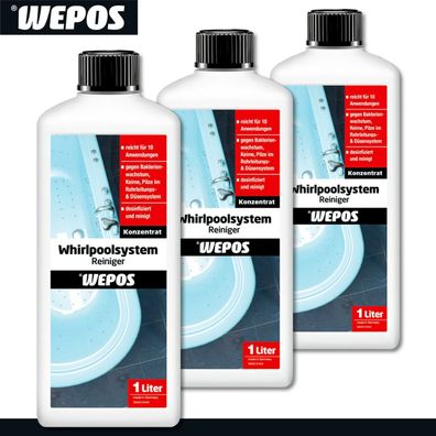 Wepos 3 x 1 l Whirlpoolsystem Reiniger Whirlpool Desinfektion Spa Whirlwanne