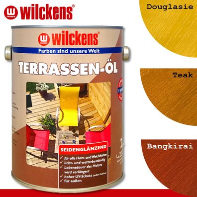 Wilckens 2,5 l Terrassen-Öl | 3 Farben zur Auswahl | Douglasie Teak Bangkirai