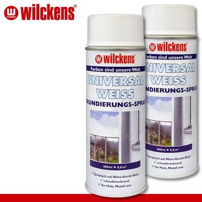 Wilckens 2 x 400 ml Universal Weiss Grundierungs-Spray außen & innen