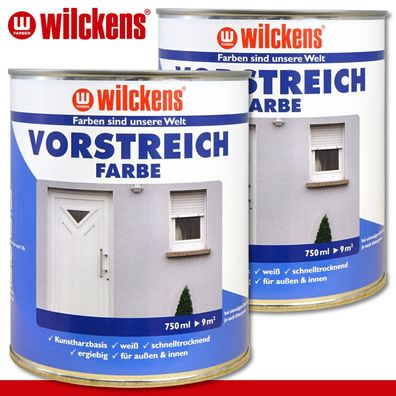 Wilckens 2 x 750 ml Vorstreichfarbe weiß auf Kunstharzbasis für innen und außen