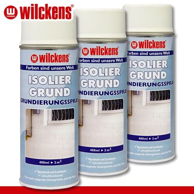 Wilckens 3 x 400 ml Isoliergrund Grundierungs-Spray Schutzanstrich innen & außen
